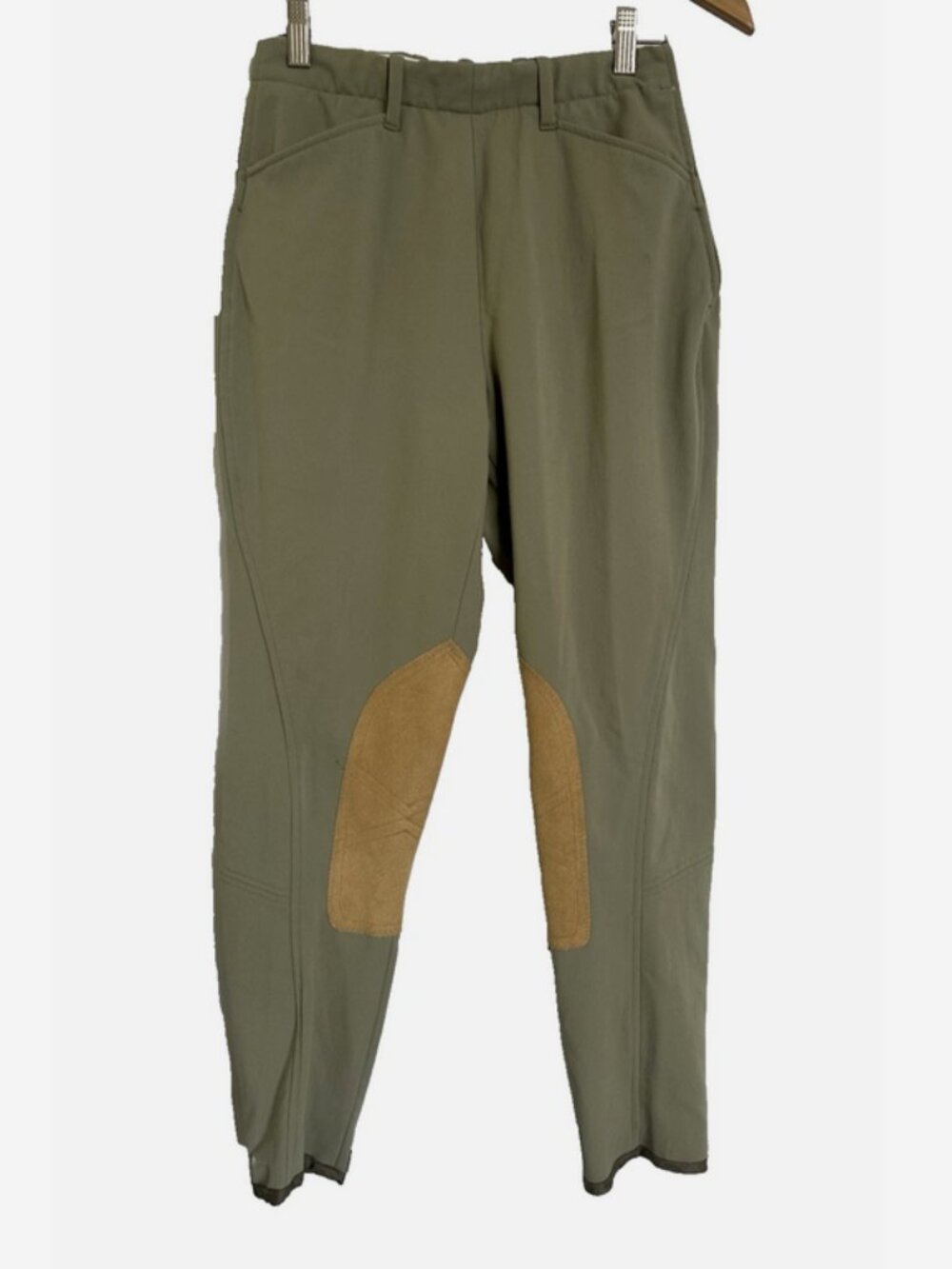 RJ CLASSICS Tan Knee Patch Breeches 28 R Side Zip Breeches